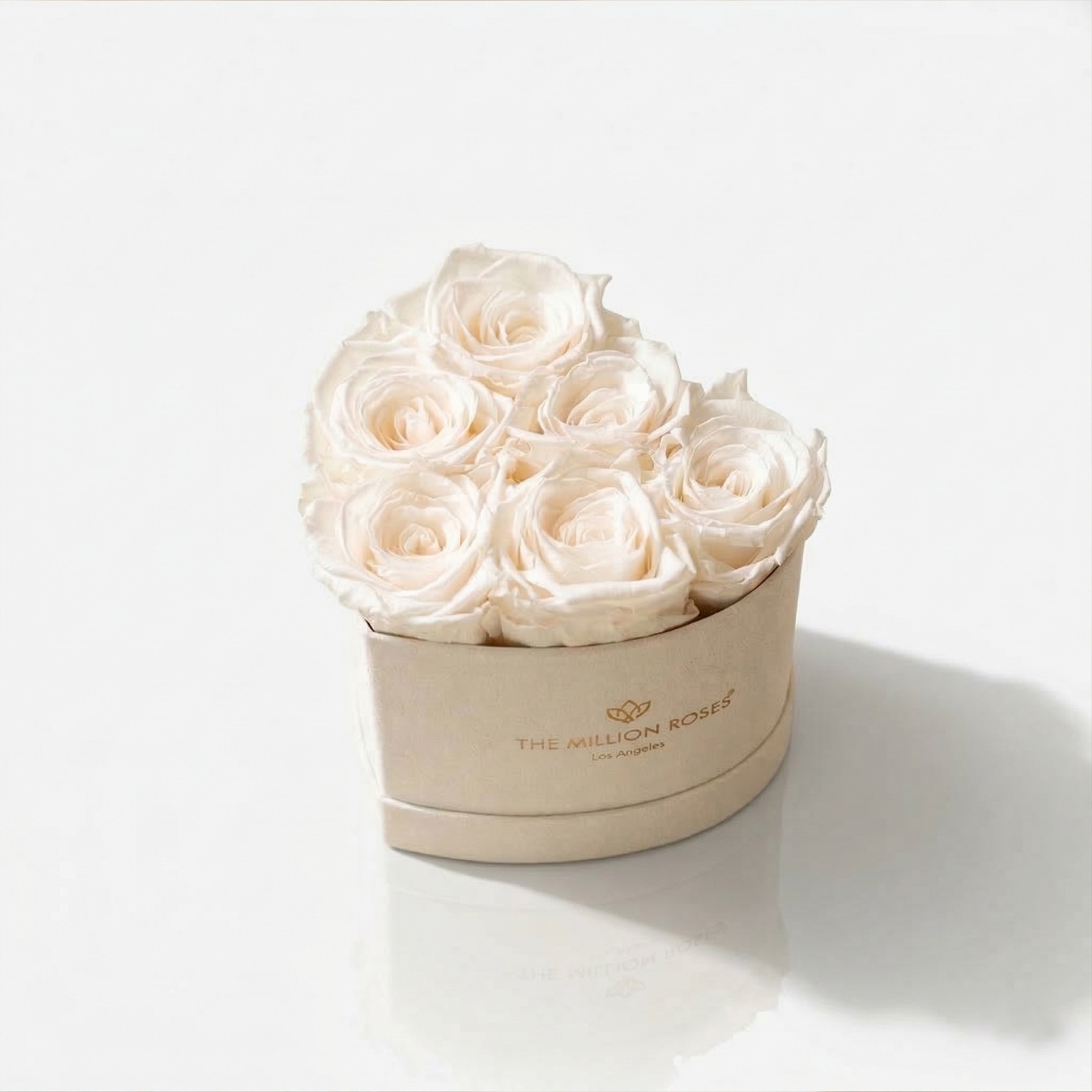 Baby Heart Beige Suede Box | White Roses