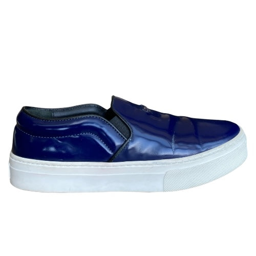 NEW CELINE Navy Patent Leather Slip On Sneakers, Size 36