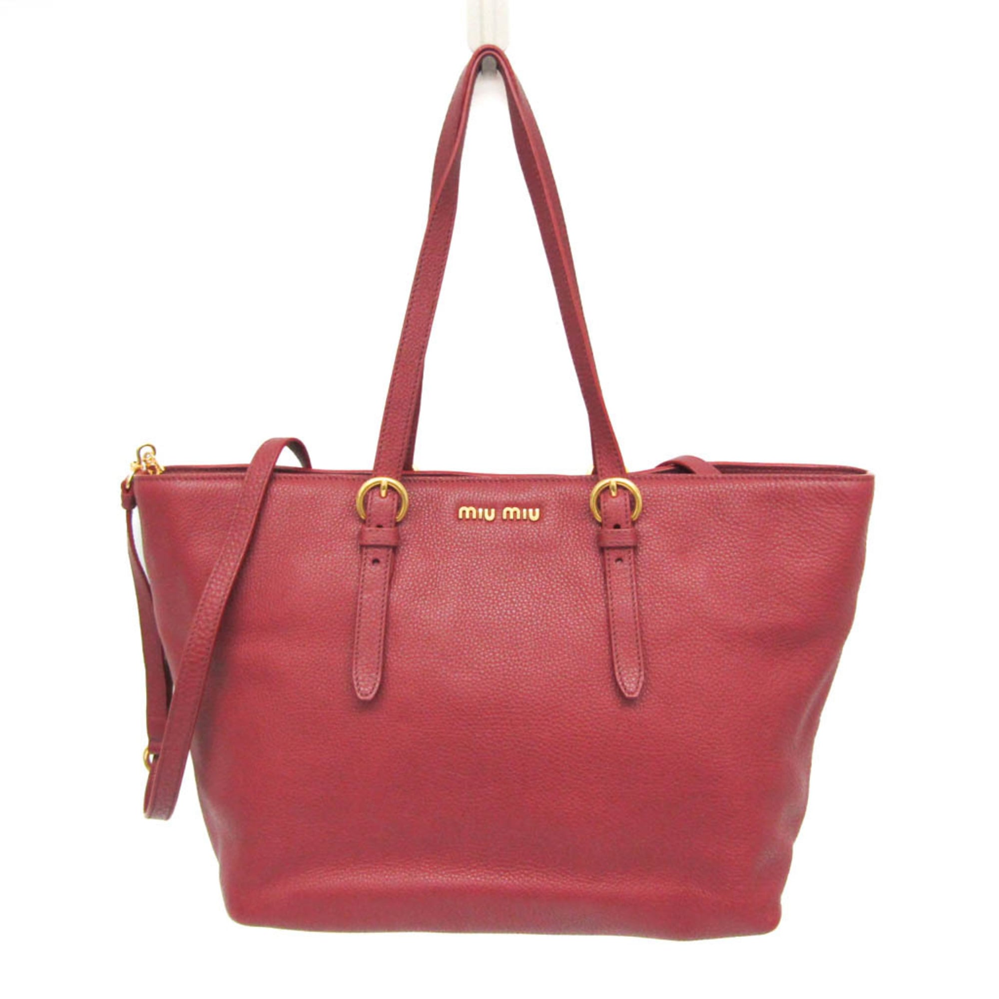 Miu Miu Leather Tote · Rubino