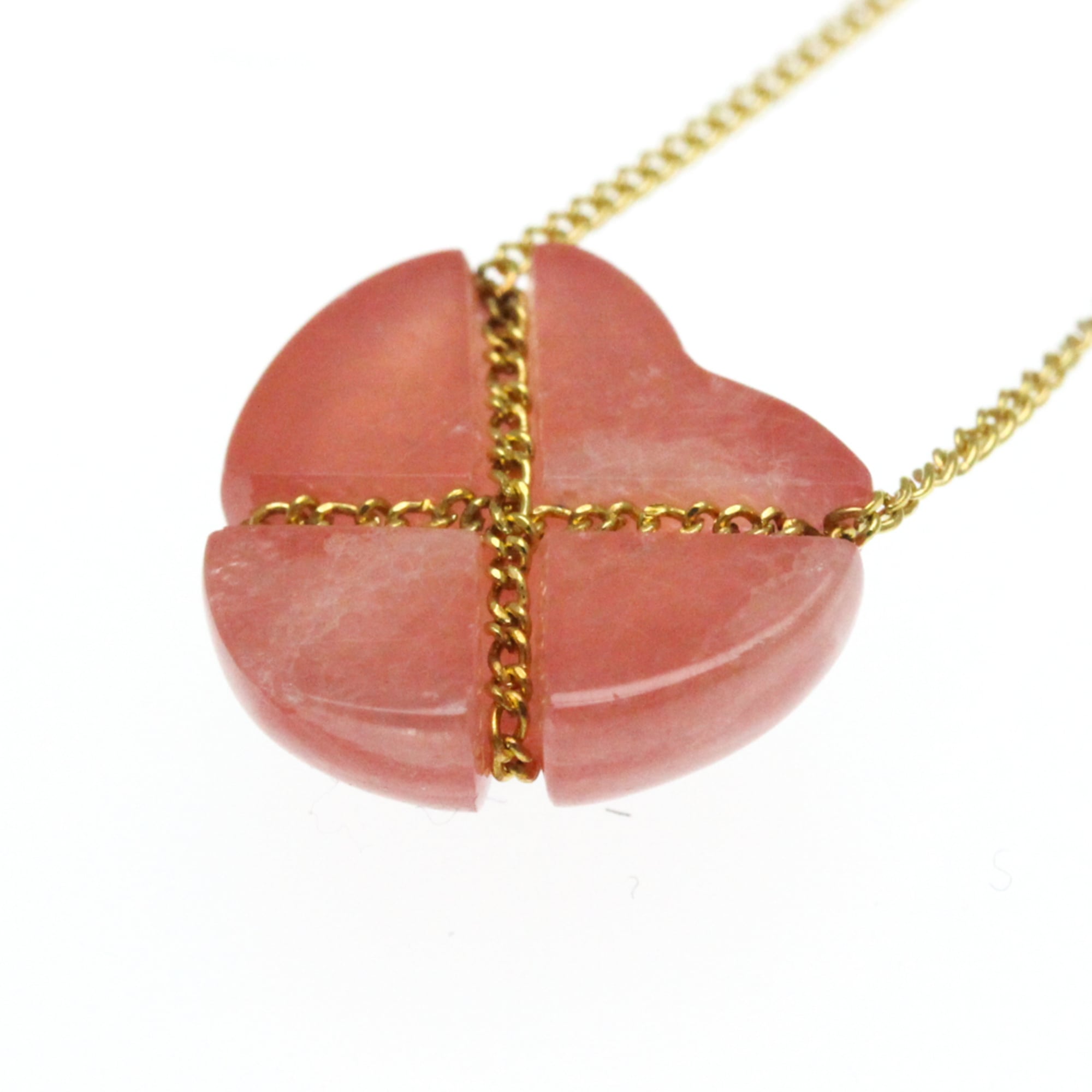 Tiffany Cross Heart · Rhodochrosite · 18K