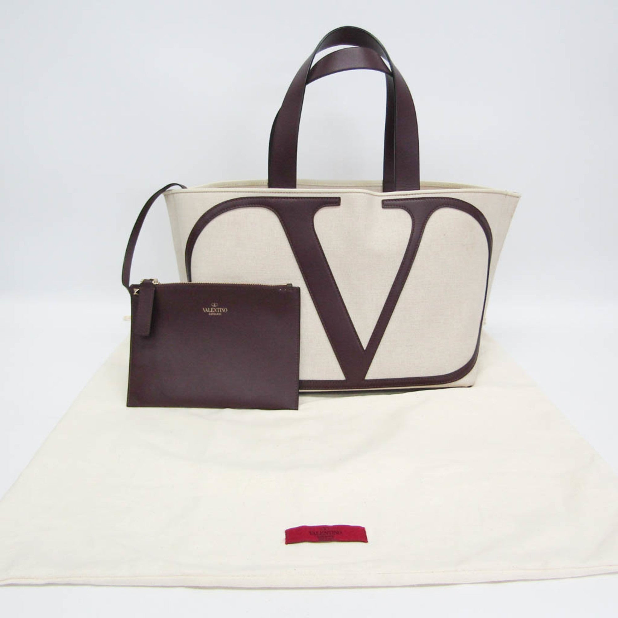 Valentino Garavani V Logo · Leather Canvas Tote