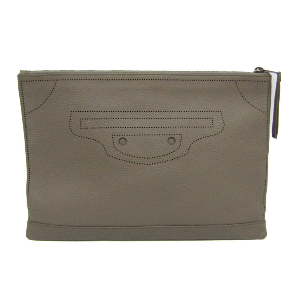 Balenciaga Classic · Greige Leather Clutch