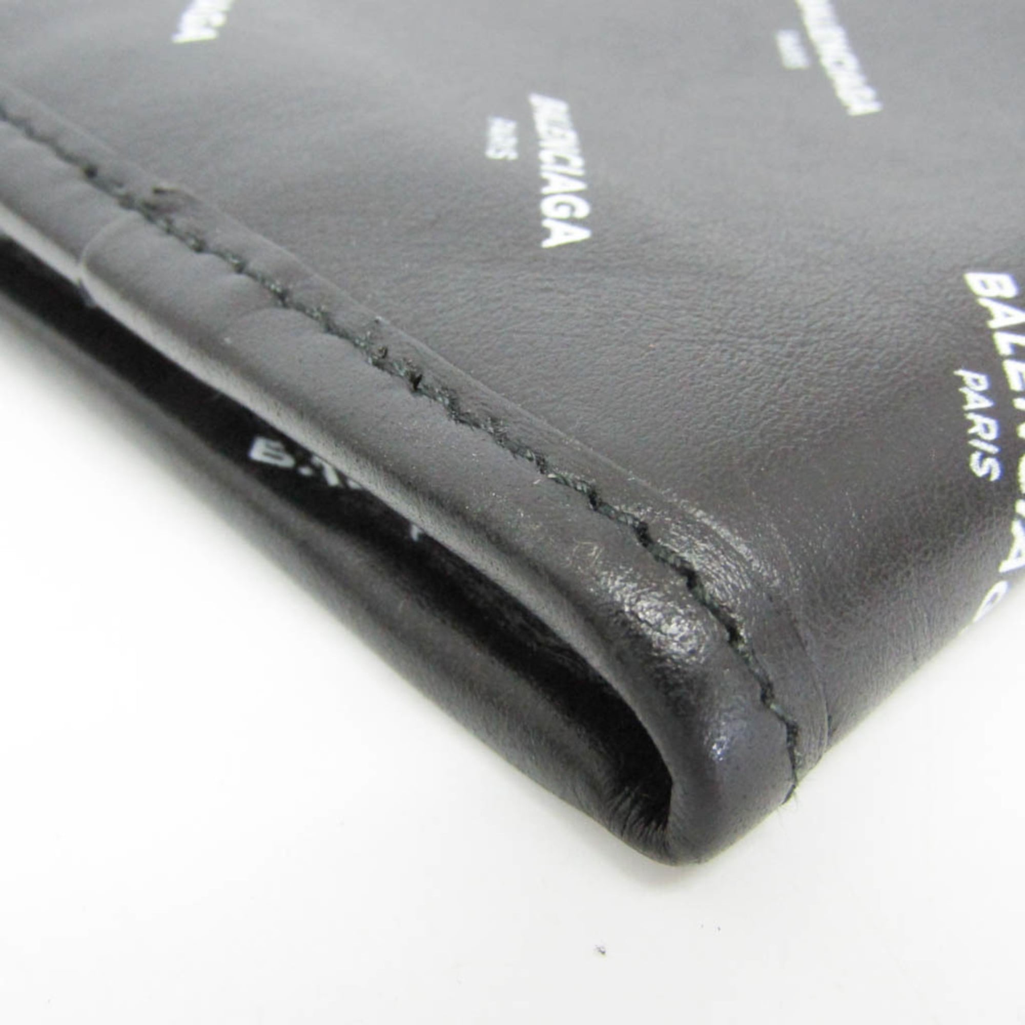 Balenciaga Logo Print Leather Clutch