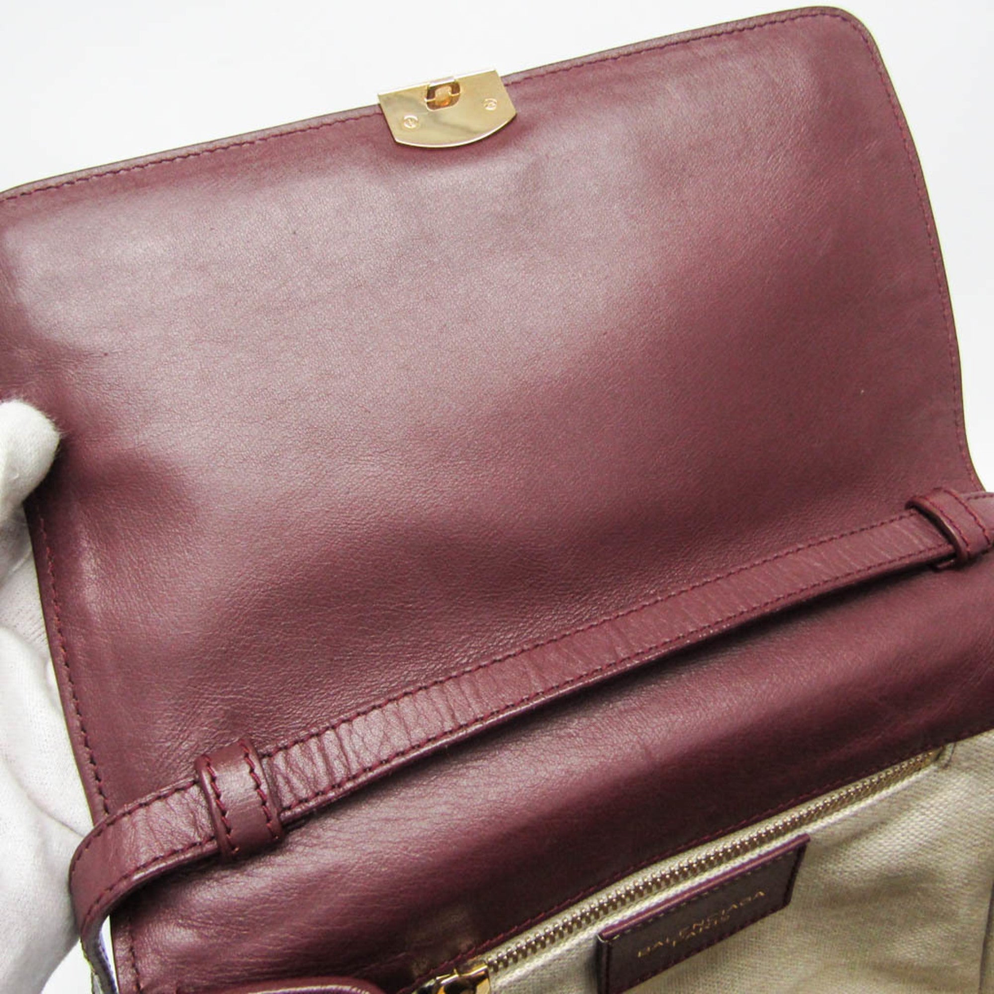 Balenciaga · Leather Shoulder Bag · Bordeaux