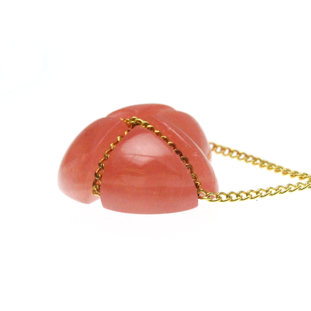 Tiffany Cross Heart · Rhodochrosite · 18K