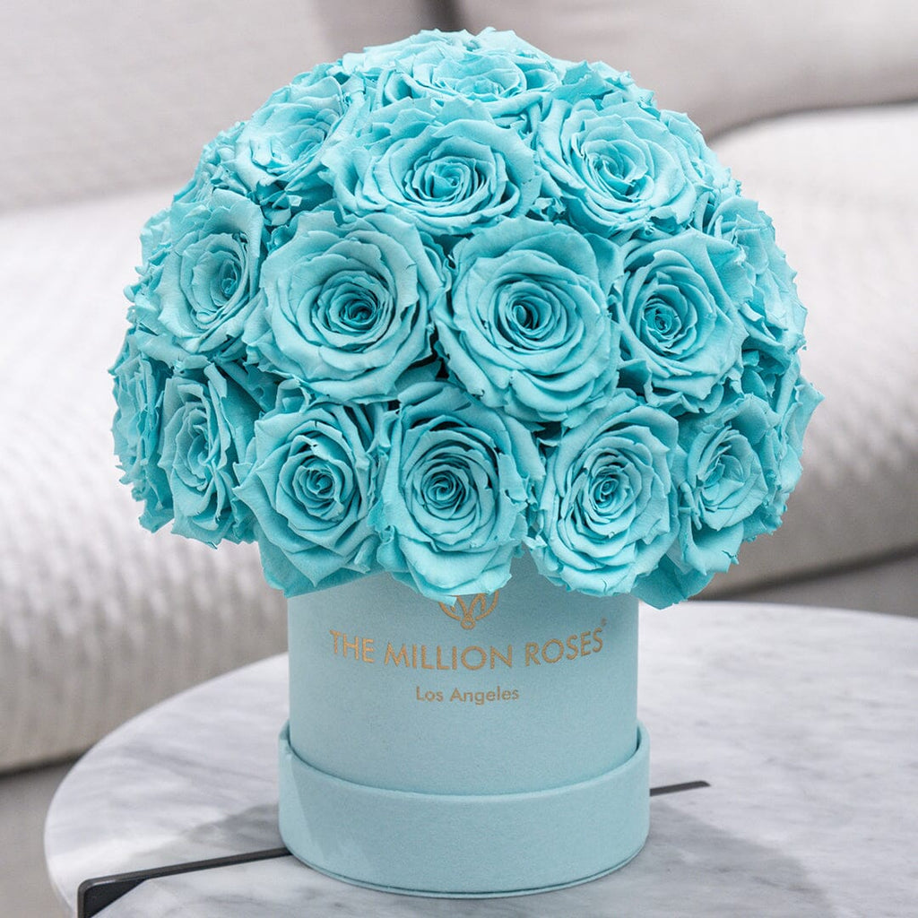 Essence Mint Green Suede Superdome Box | Turquoise Roses