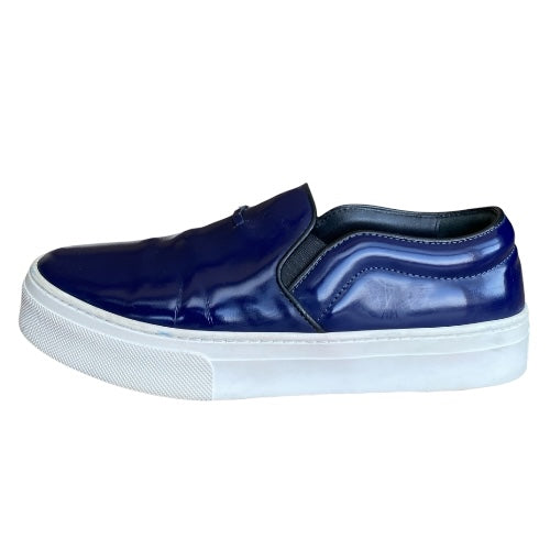 NEW CELINE Navy Patent Leather Slip On Sneakers, Size 36