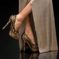 DOLCE & GABBANA Beige Satin, Black Lace Platform Peep Toe Pumps, Size 38.5