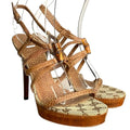 GUCCI Brown Leather Strappy, Guccissima, Bamboo Icon Sandals, Size 36