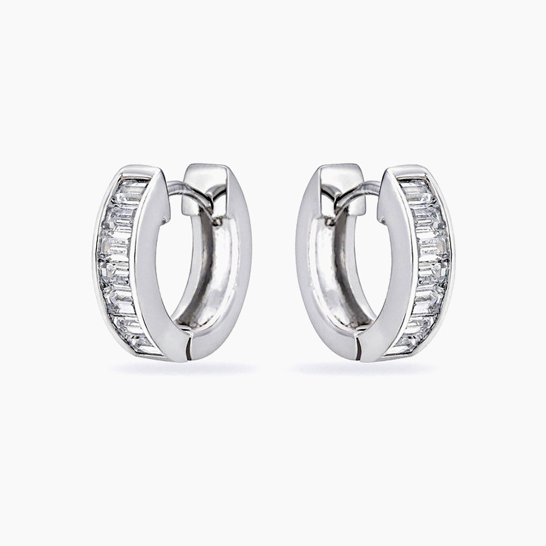 Ashlee 0.8ct CZ White Gold Rhodium Channel Set Hoop Earrings