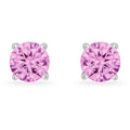 Rachael 2ct Pink CZ Sterling Silver Rhodium Stud Earrings