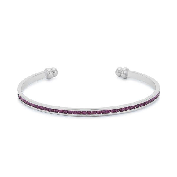 Bonnie 0.8ct Amethyst Crystals With White Gold Rhodium Channel Set Cuff