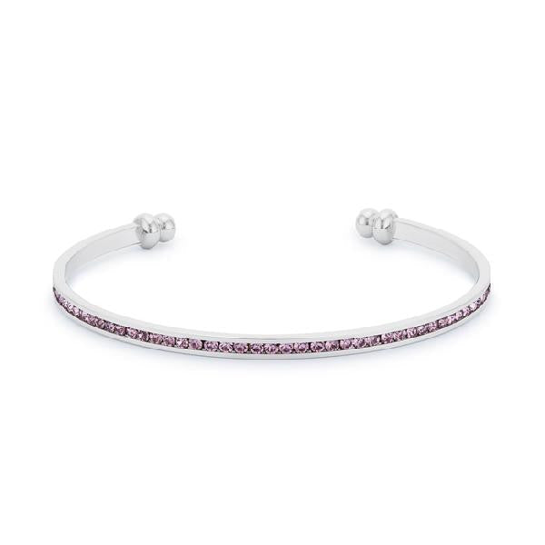 Bonnie 0.8ct Lavender Crystals With White Gold Rhodium Channel Set Cuff