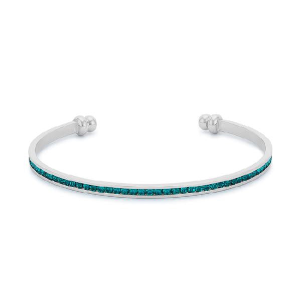 Bonnie 0.8ct Turquoise Crystals With White Gold Rhodium Channel Set Cuff