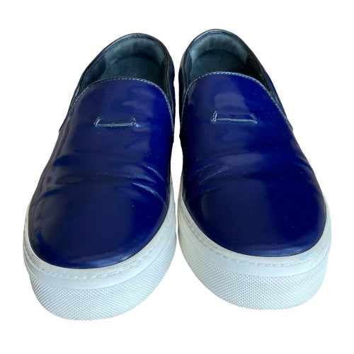 NEW CELINE Navy Patent Leather Slip On Sneakers, Size 36