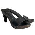 YSL YVES SAINT LAURENT Black Leather Strappy, Wood Clog Platform Mules, Size 37