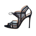 GIANVITO ROSSI Black Mesh & Suede Caged Open Toe Pumps, Size 39