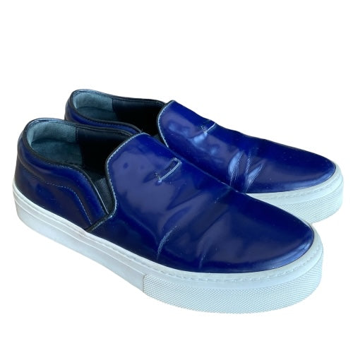 NEW CELINE Navy Patent Leather Slip On Sneakers, Size 36