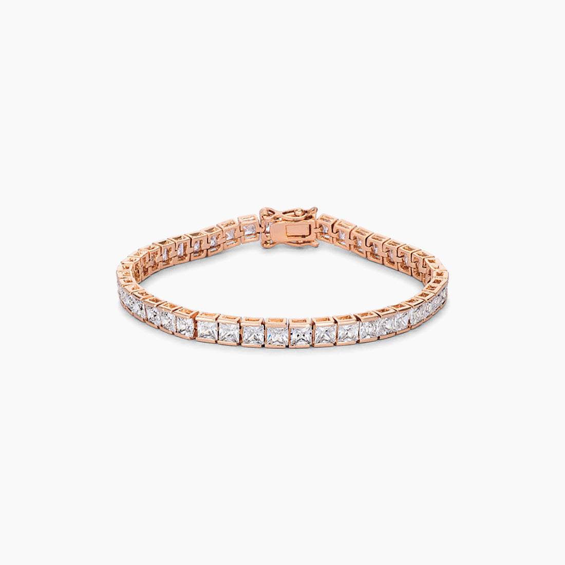 9.7Ct Princess Cut 7in CZ Rose Goldtone Bracelet