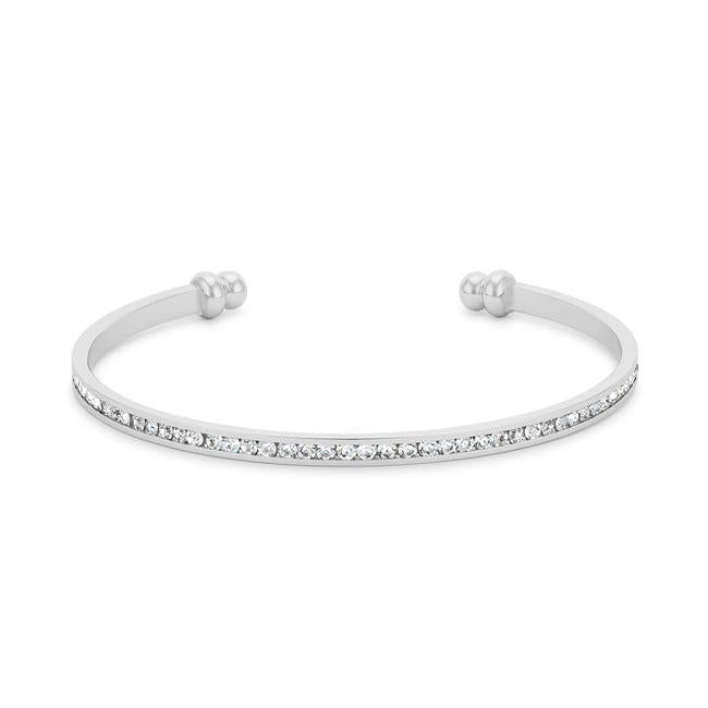 Bonnie 0.8ct Clear Crystals With White Gold Rhodium Channel Set Cuff