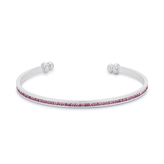 Bonnie 0.8ct Pink Crystals With White Gold Rhodium Channel Set Cuff