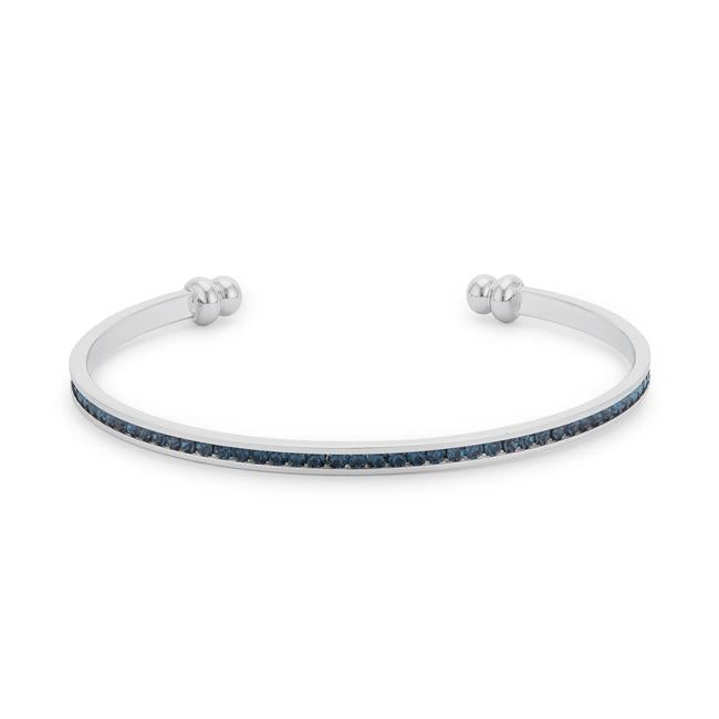 Bonnie 0.8ct Montana Blue Crystals With White Gold Rhodium Channel Set Cuff