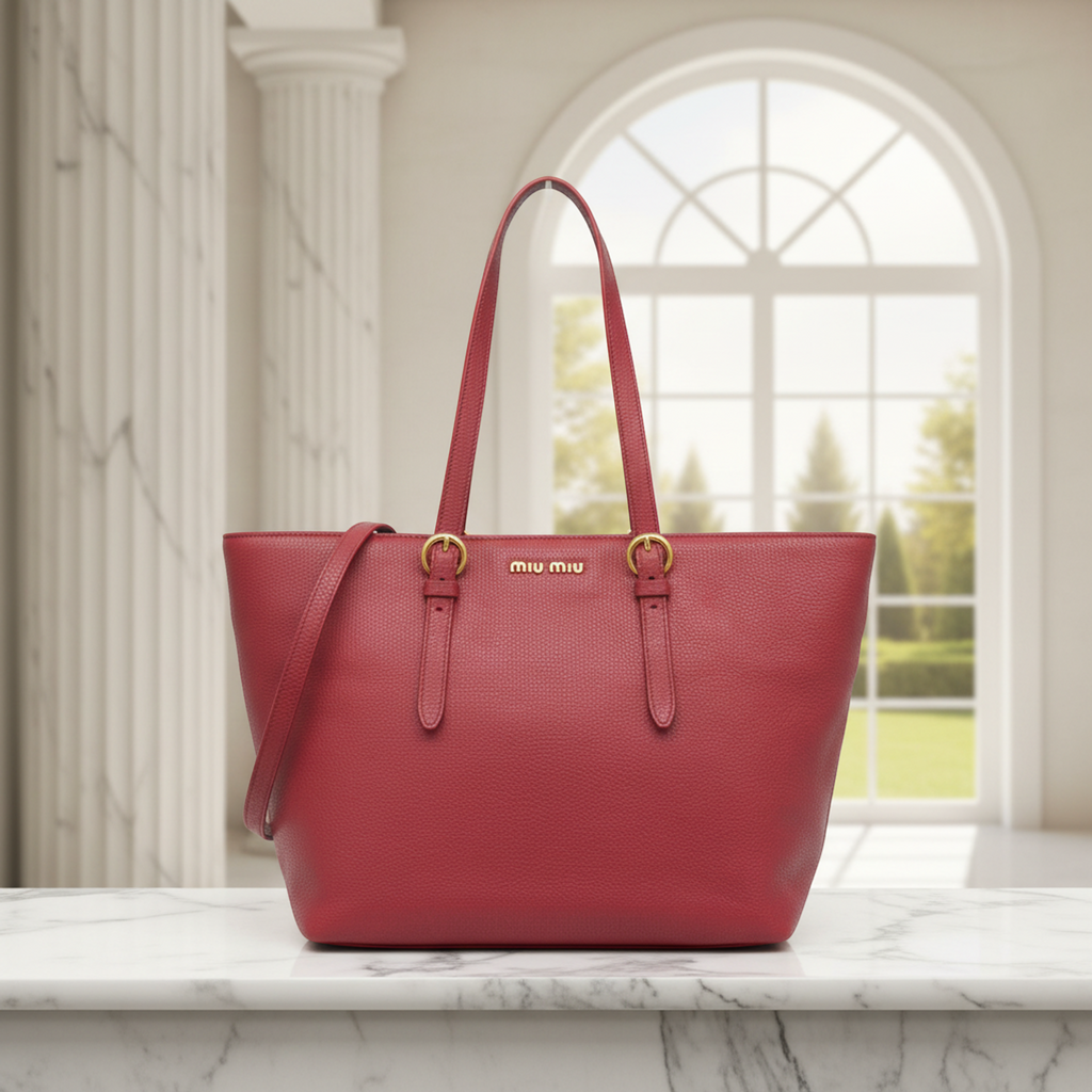 Miu Miu Leather Tote · Rubino