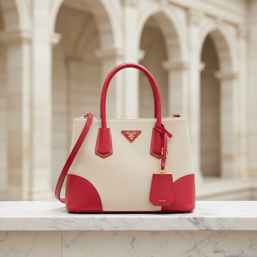 Prada Canvas & Leather Shoulder Bag