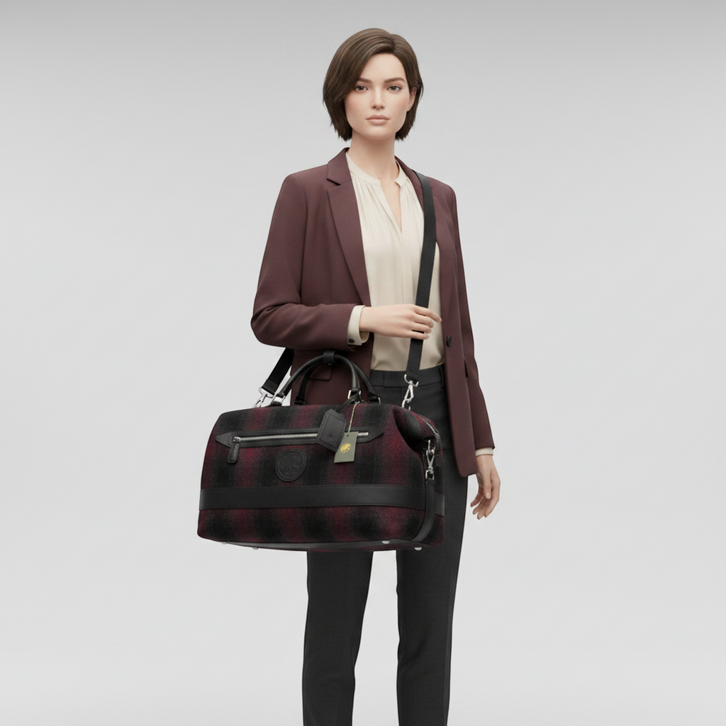 Hunting World Check · Tweed Boston Bag