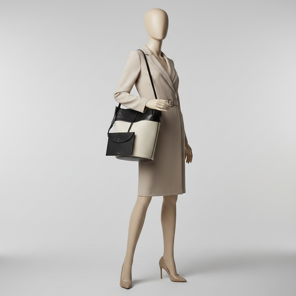 Burberry Large Bucket · Canvas & Leather