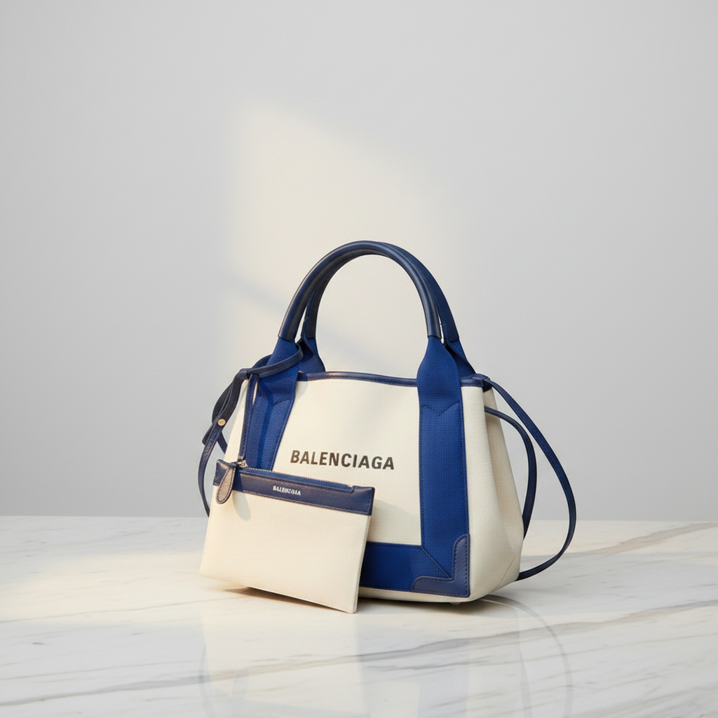 Balenciaga Navy Cabas XS · Canvas