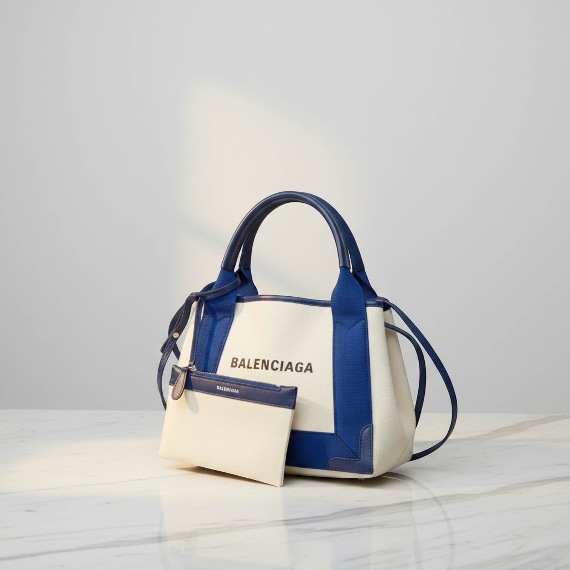 Balenciaga Navy Cabas XS · Canvas