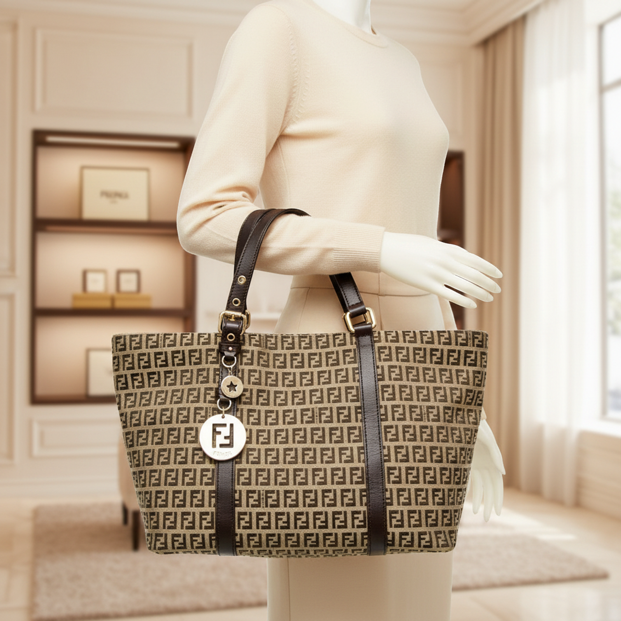 Fendi Zucchino · Canvas & Leather Tote