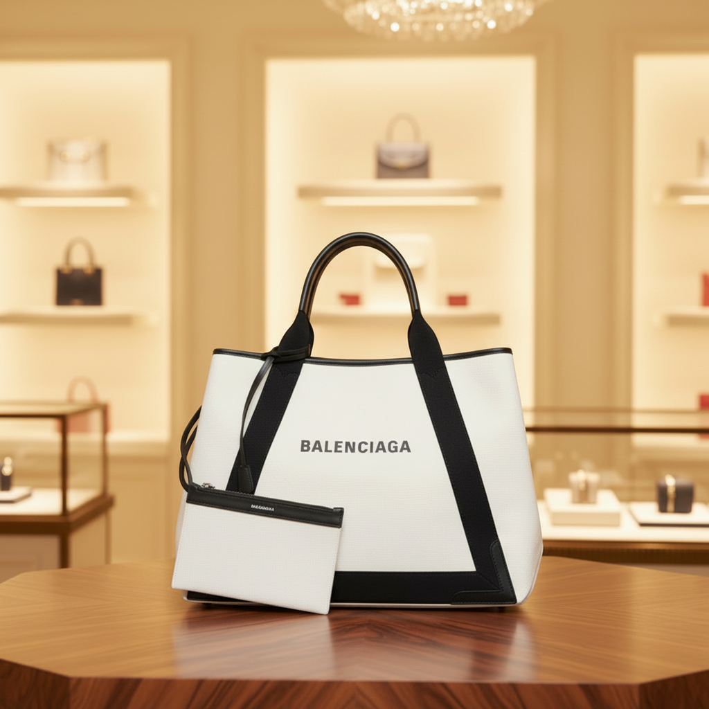 Balenciaga Navy Cabas M · Canvas
