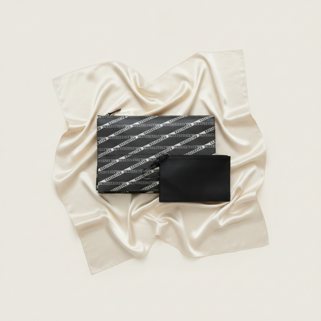 Balenciaga Logo Print · Leather Clutch