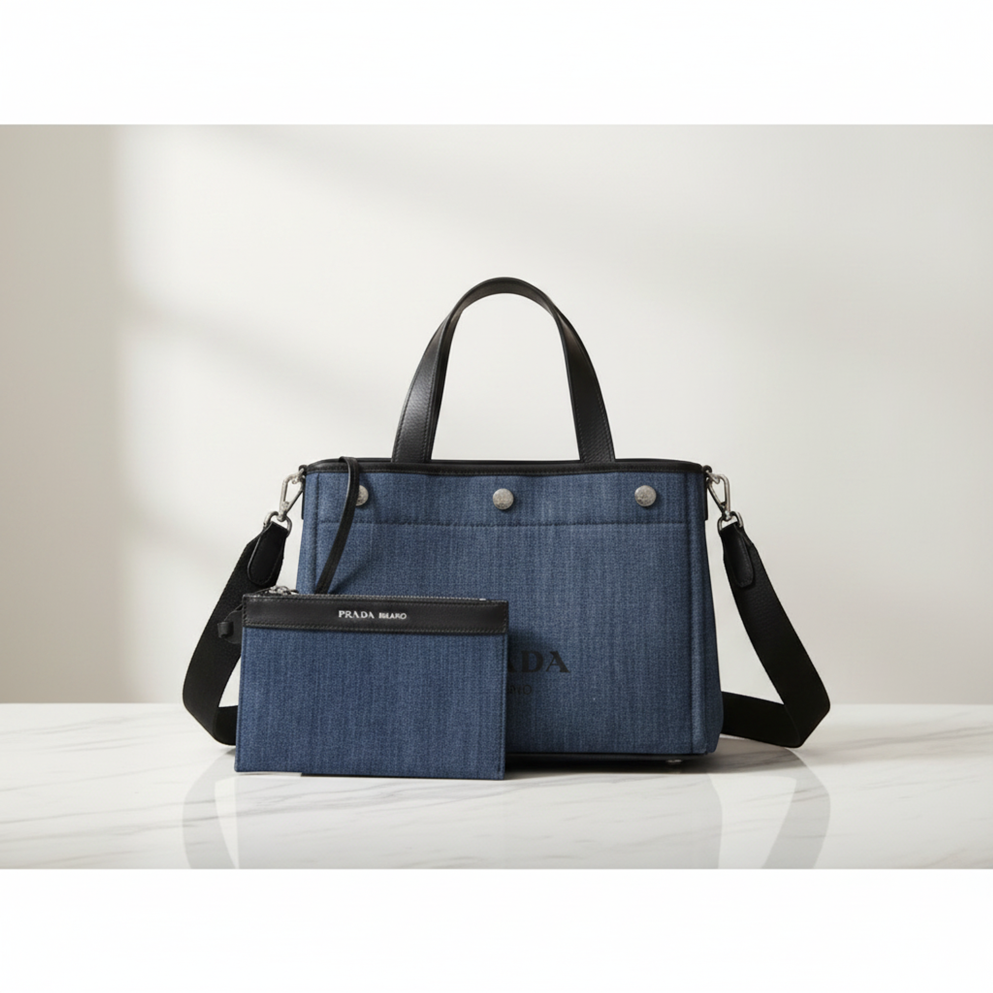Prada Denim City Calf · Tote Bag