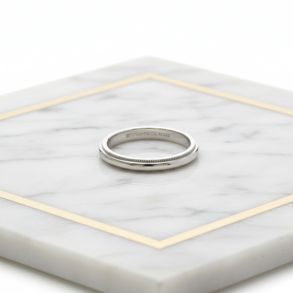 Tiffany Milgrain Band Ring · Platinum