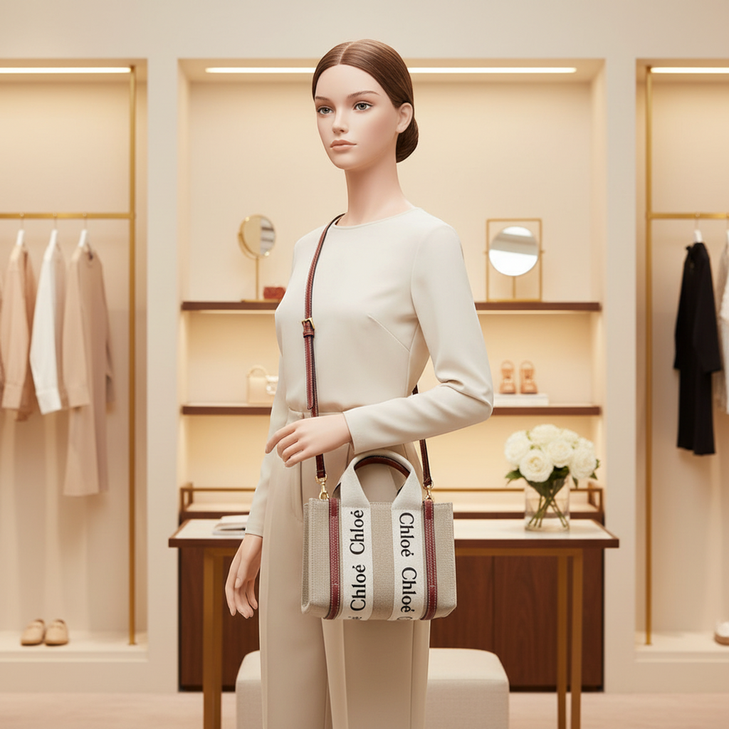 Chloé Woody Mini · Linen & Leather