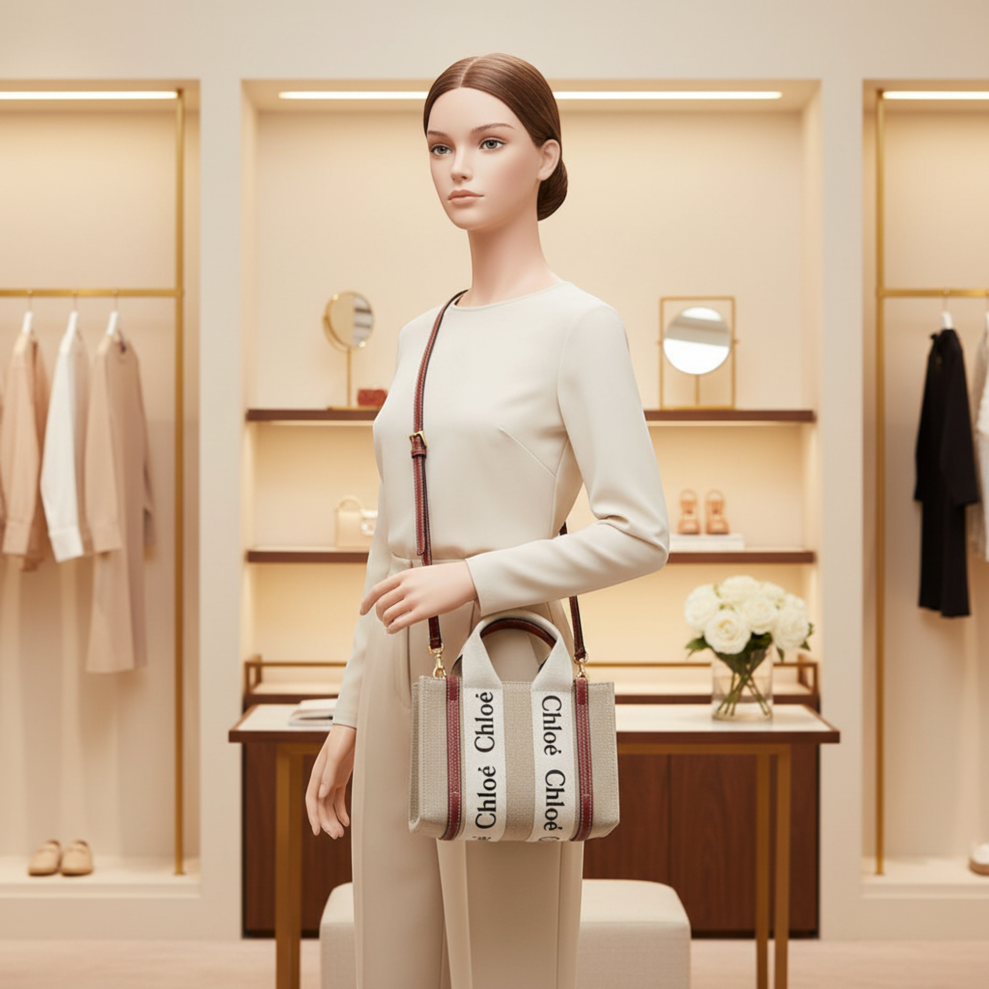 Chloé Woody Mini · Linen & Leather
