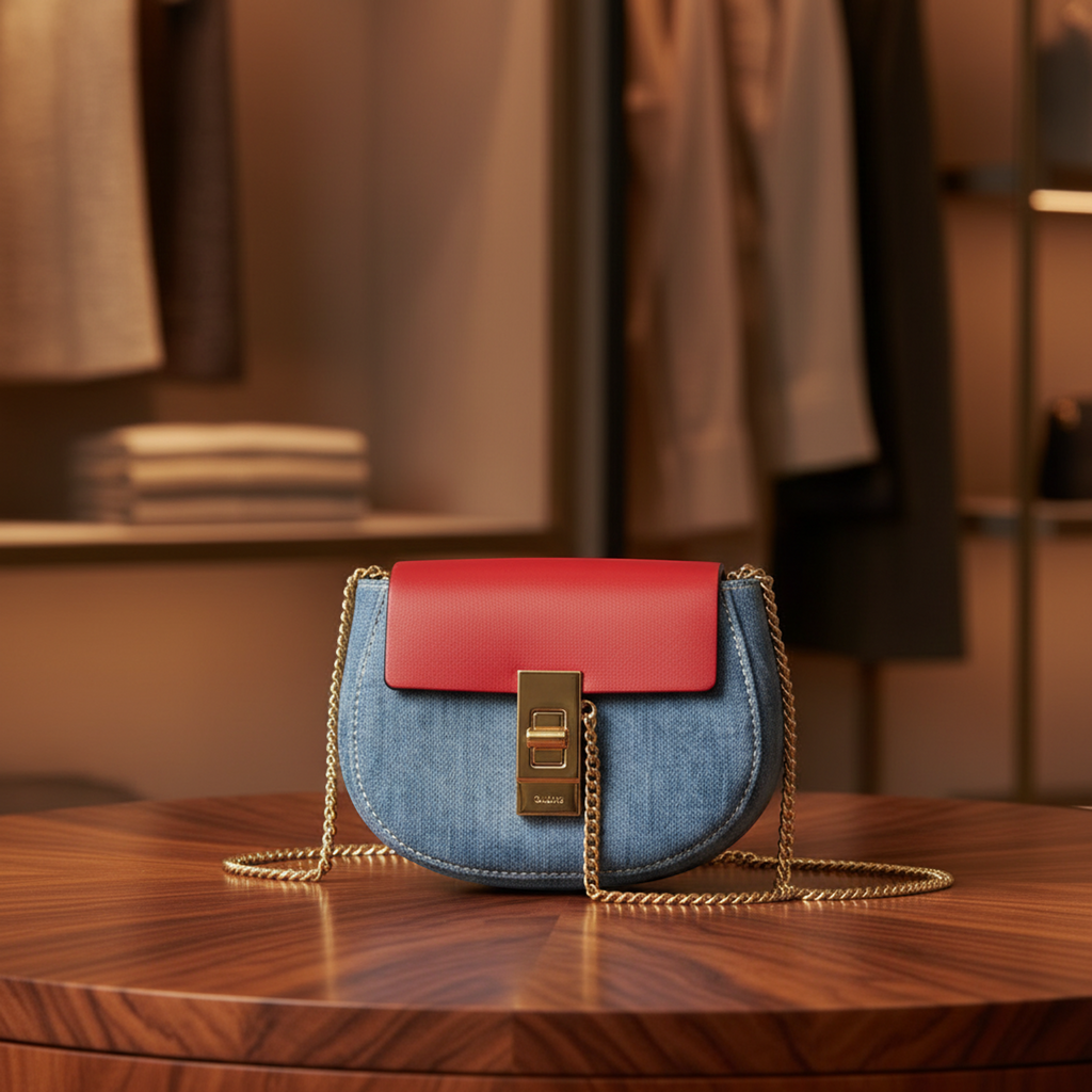 Chloé Drew Mini · Denim Crossbody