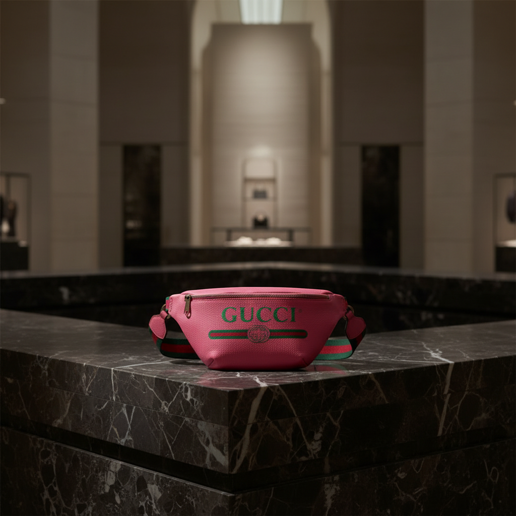 Gucci Logo Print · Leather Belt Bag