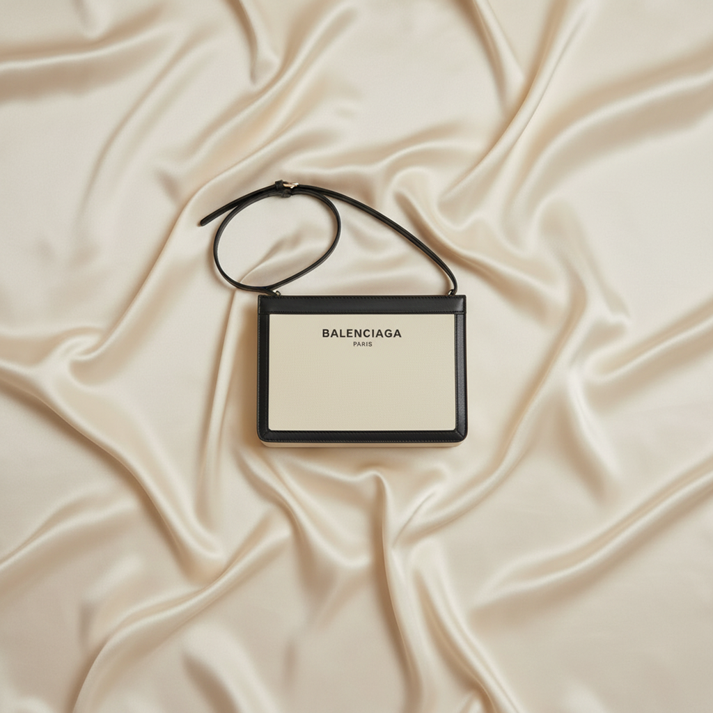 Balenciaga Navy Pochette · Canvas & Leather
