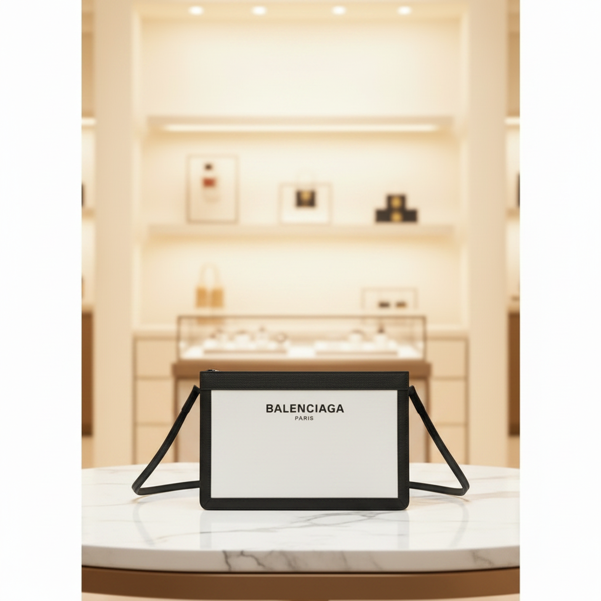 Balenciaga Navy Pochette · Canvas & Leather