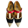 PRADA Multicolor Suede and Patent Pointed Toe Ballet Flats, Size 38