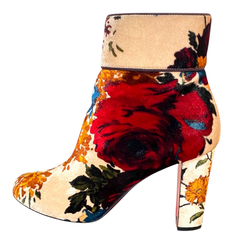 CHRISTIAN LOUBOUTIN Moulamax 100 Multicolor Velvet Ankle Boots, Size 38