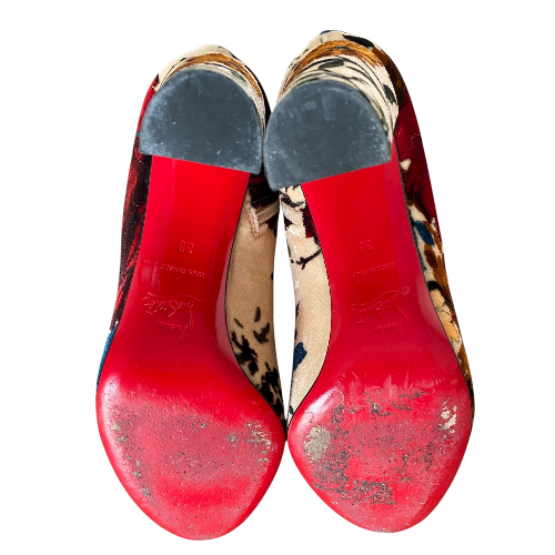 CHRISTIAN LOUBOUTIN Moulamax 100 Multicolor Velvet Ankle Boots, Size 38