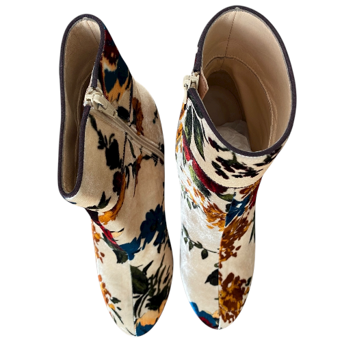 CHRISTIAN LOUBOUTIN Moulamax 100 Multicolor Velvet Ankle Boots, Size 38