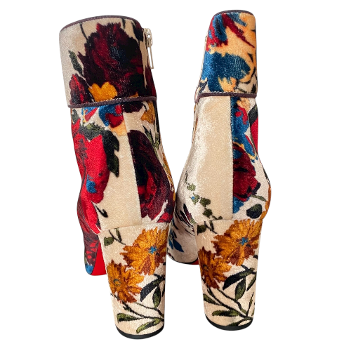 CHRISTIAN LOUBOUTIN Moulamax 100 Multicolor Velvet Ankle Boots, Size 38