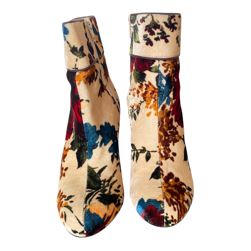 CHRISTIAN LOUBOUTIN Moulamax 100 Multicolor Velvet Ankle Boots, Size 38