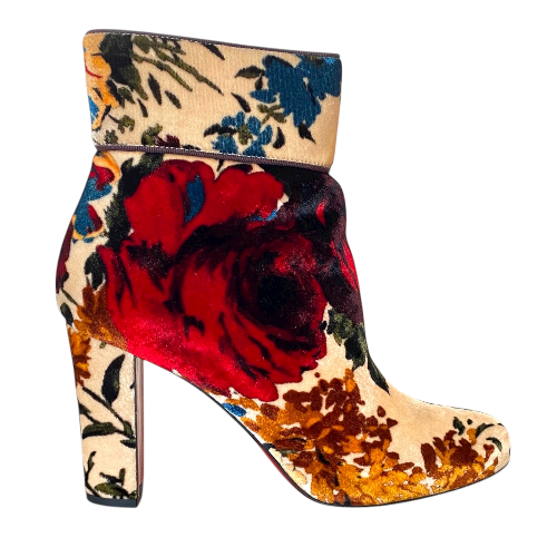 CHRISTIAN LOUBOUTIN Moulamax 100 Multicolor Velvet Ankle Boots, Size 38